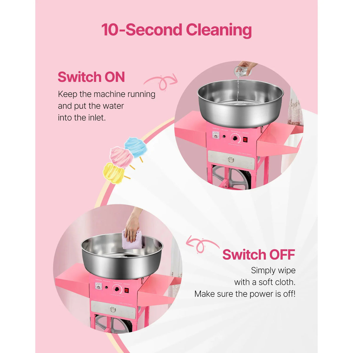 Commercial Cotton Candy Machine with Cart – 20.5" Bowl