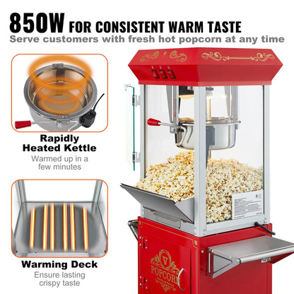 Commercial Popcorn Machine With Cart – 8 Oz Kettle