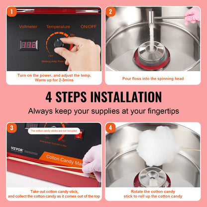 Commercial Cotton Candy Machine – 1000W Stainless Steel