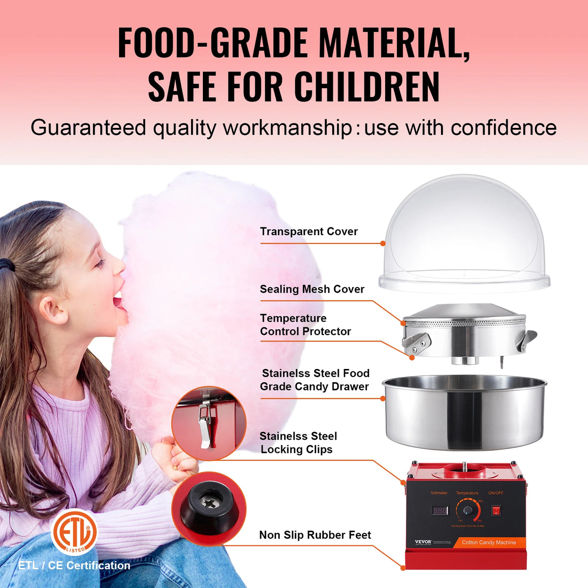 Commercial Cotton Candy Machine – 1000W Stainless Steel