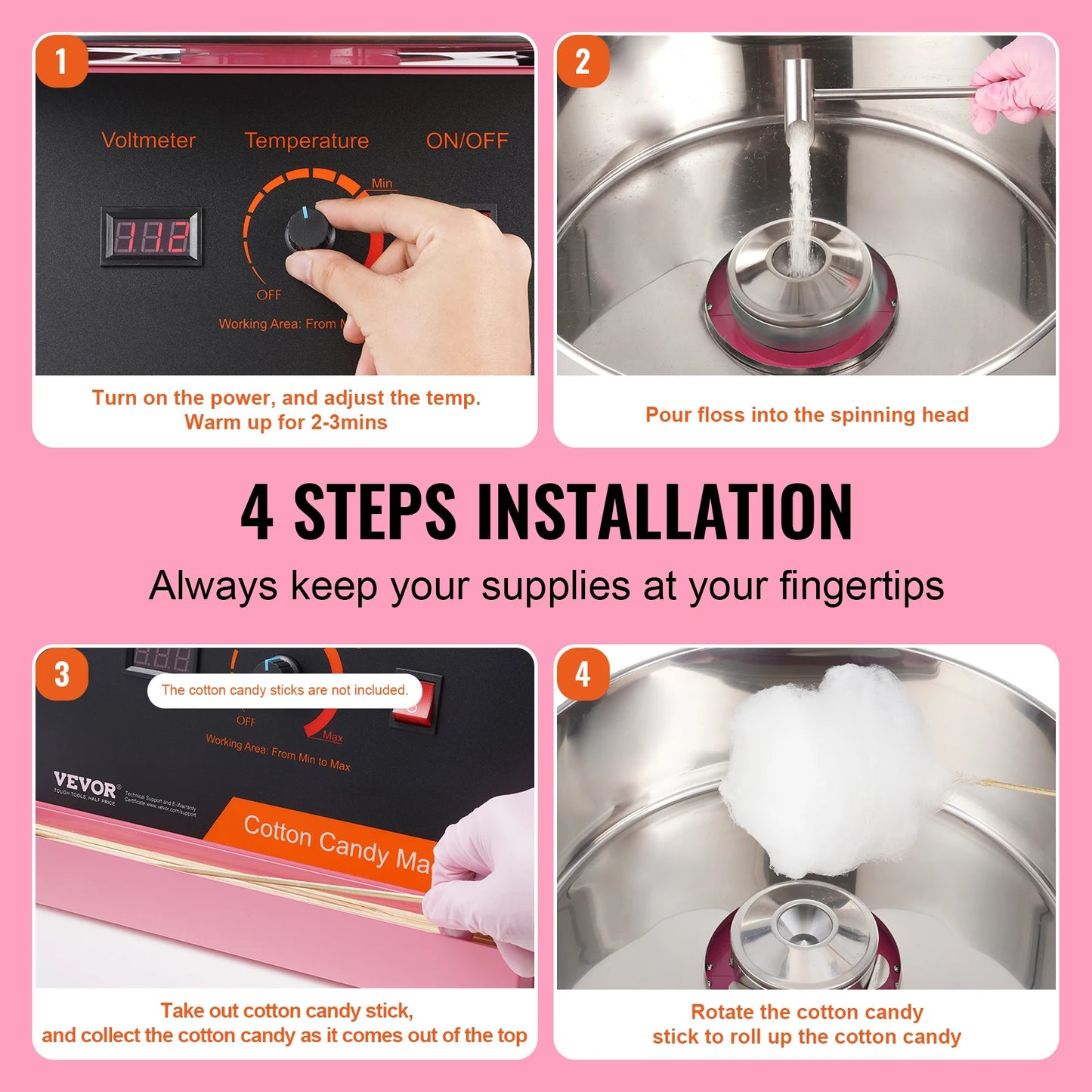 Commercial Cotton Candy Machine – 1000W Electric Floss Maker