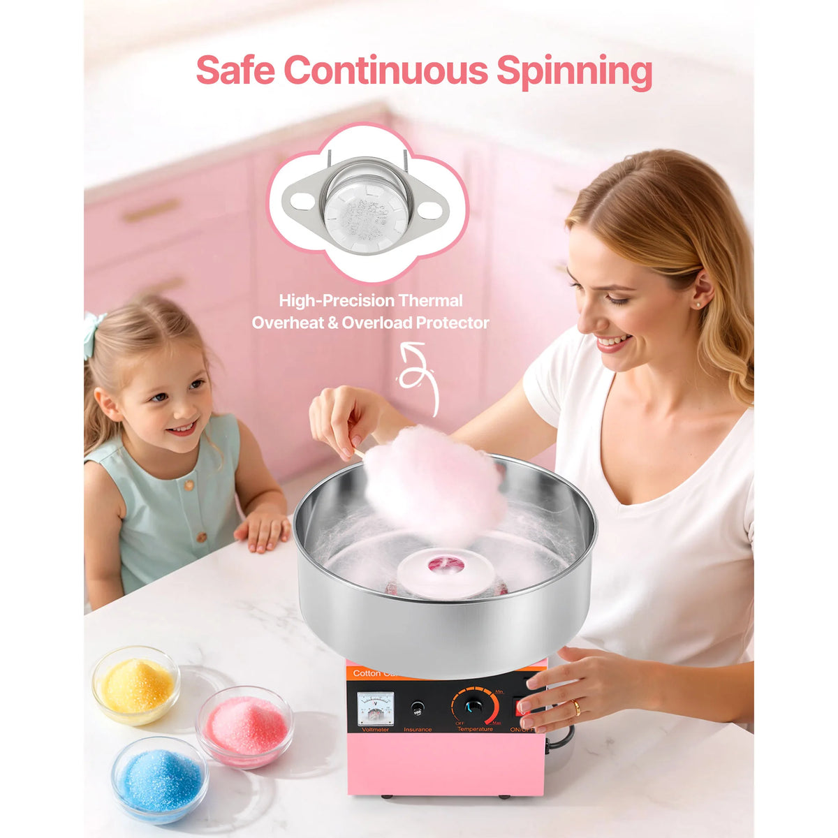 Commercial Cotton Candy Machine 1000W with 15" Bowl