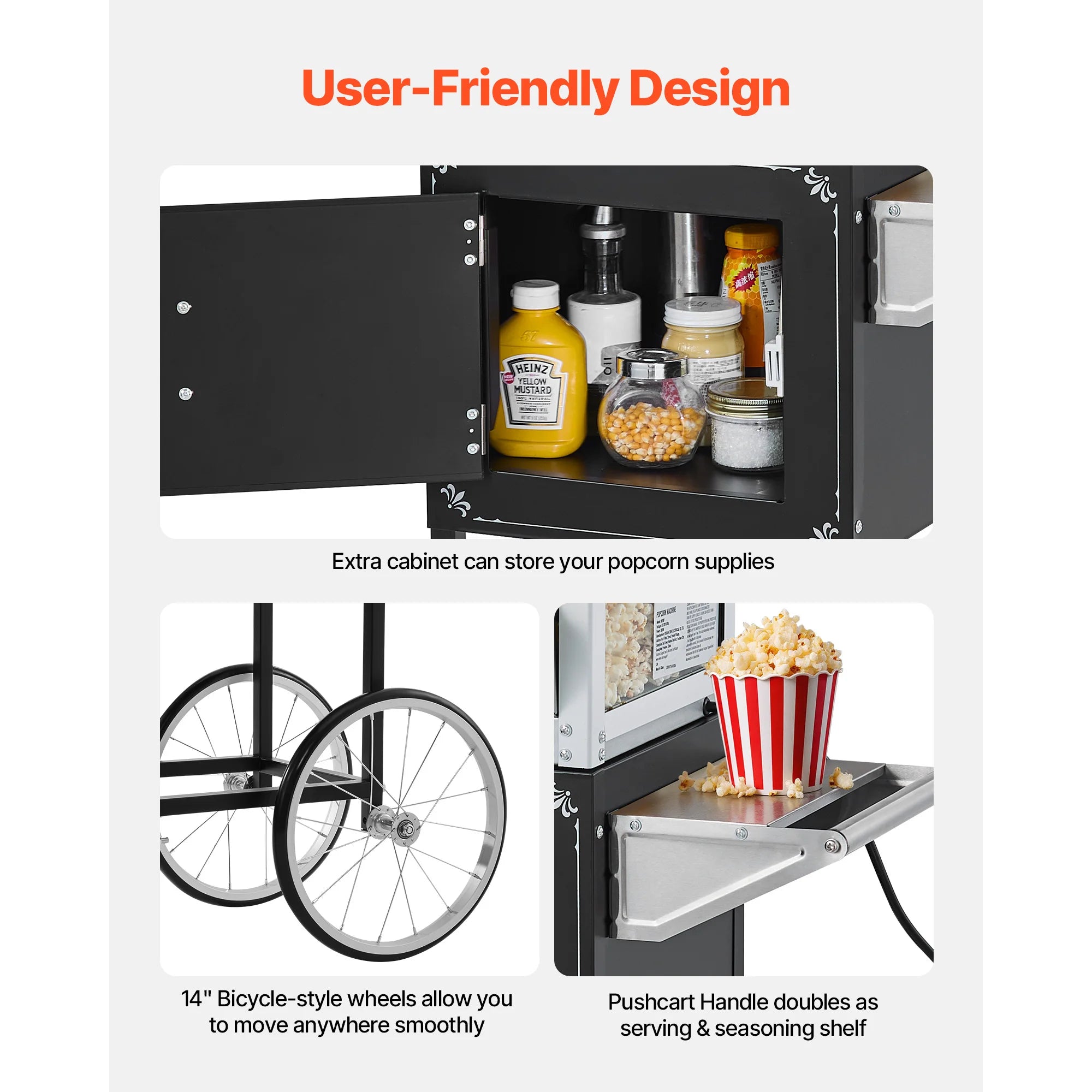 8 oz Popcorn Machine Cart – Commercial Theater Popper